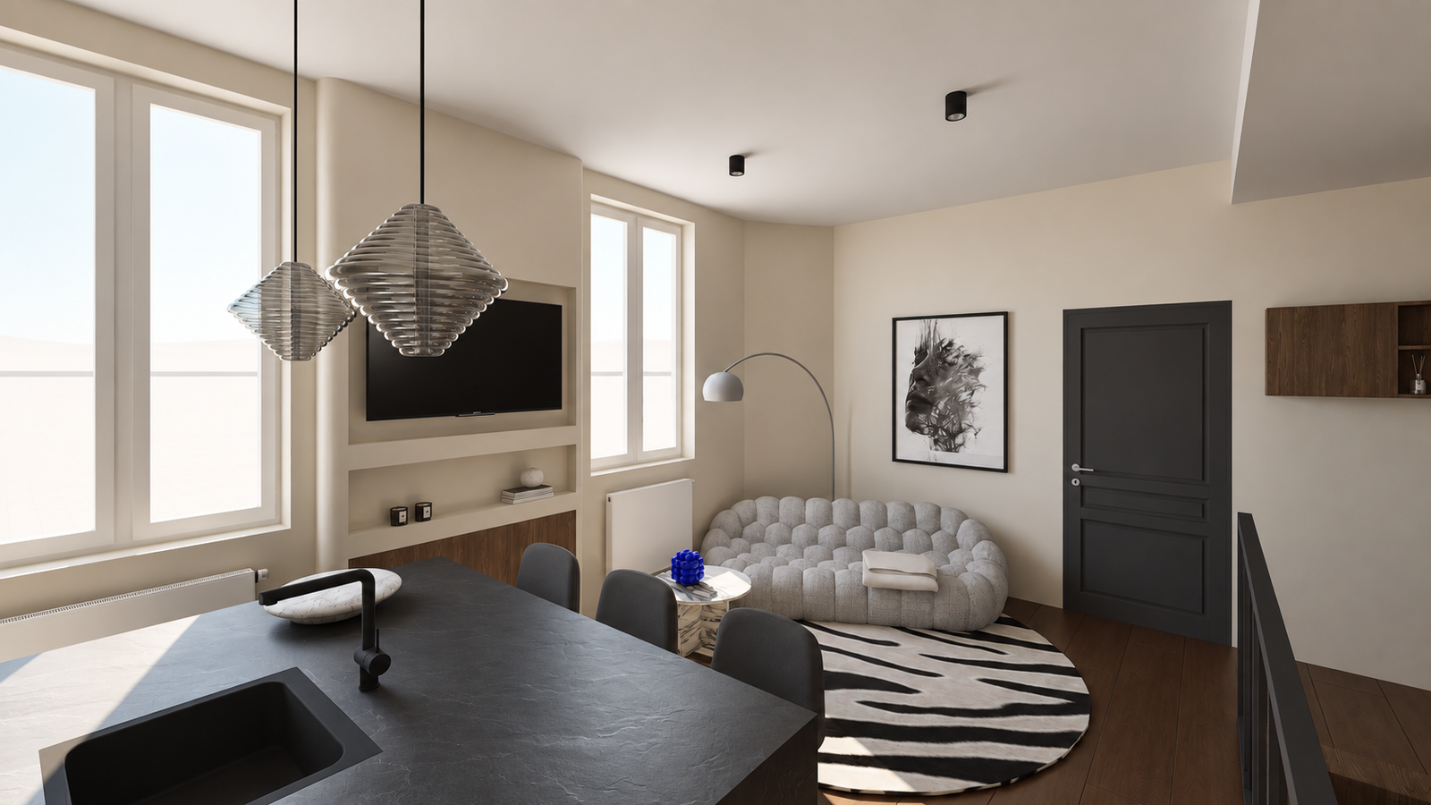 Décoration de salon contemporain à Bordeaux