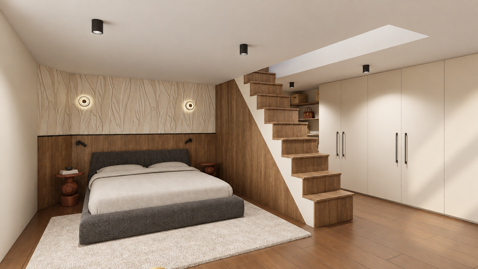 Aménagement de chambre avec accès mezzanine