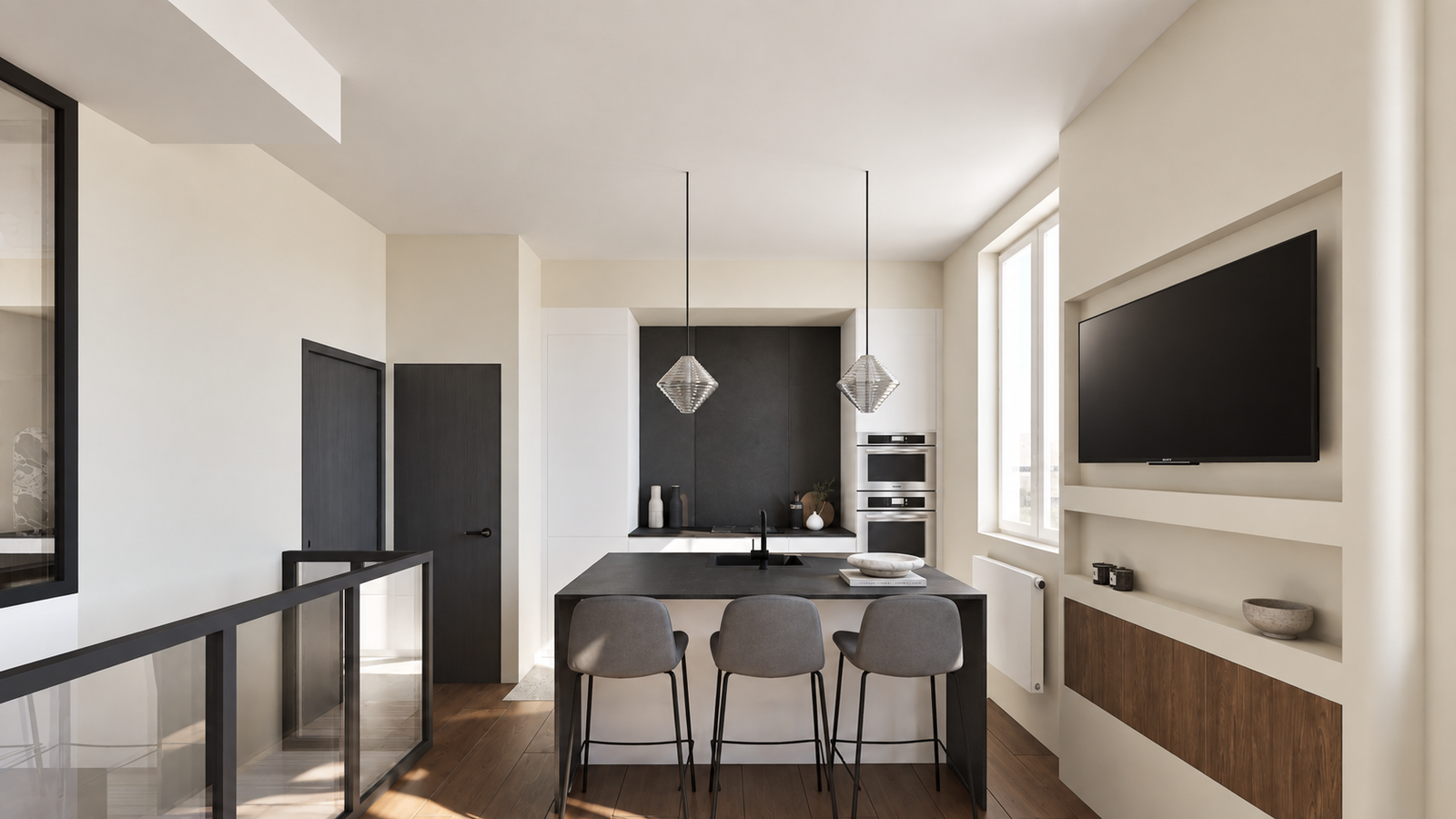 Cuisine blanche ouverte